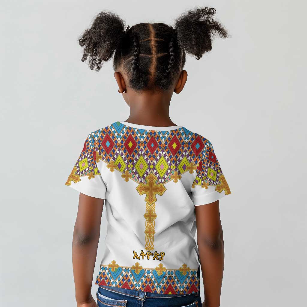 Happy Ethiopian Timkat Kid T shirt Cross Mix Tilet Pattern