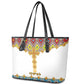 Happy Ethiopian Timkat Leather Tote Bag Cross Mix Tilet Pattern