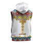 Happy Ethiopian Timkat Sleeveless Hoodie Cross Mix Tilet Pattern - African Pride