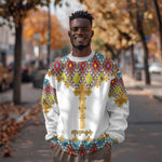 Happy Ethiopian Timkat Sweatshirt Cross Mix Tilet Pattern
