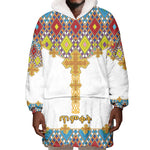 Happy Ethiopian Timkat Wearable Blanket Hoodie Cross Mix Tilet Pattern