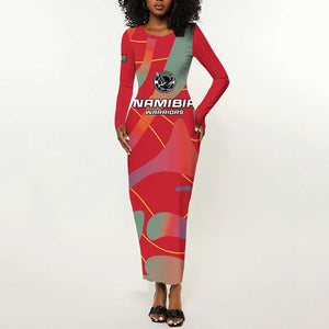 Afro Namibia Football Custom Long Sleeve Bodycon Dress Go Namibia Warriors - Sporty Style LT15
