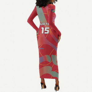 Afro Namibia Football Custom Long Sleeve Bodycon Dress Go Namibia Warriors - Sporty Style LT15