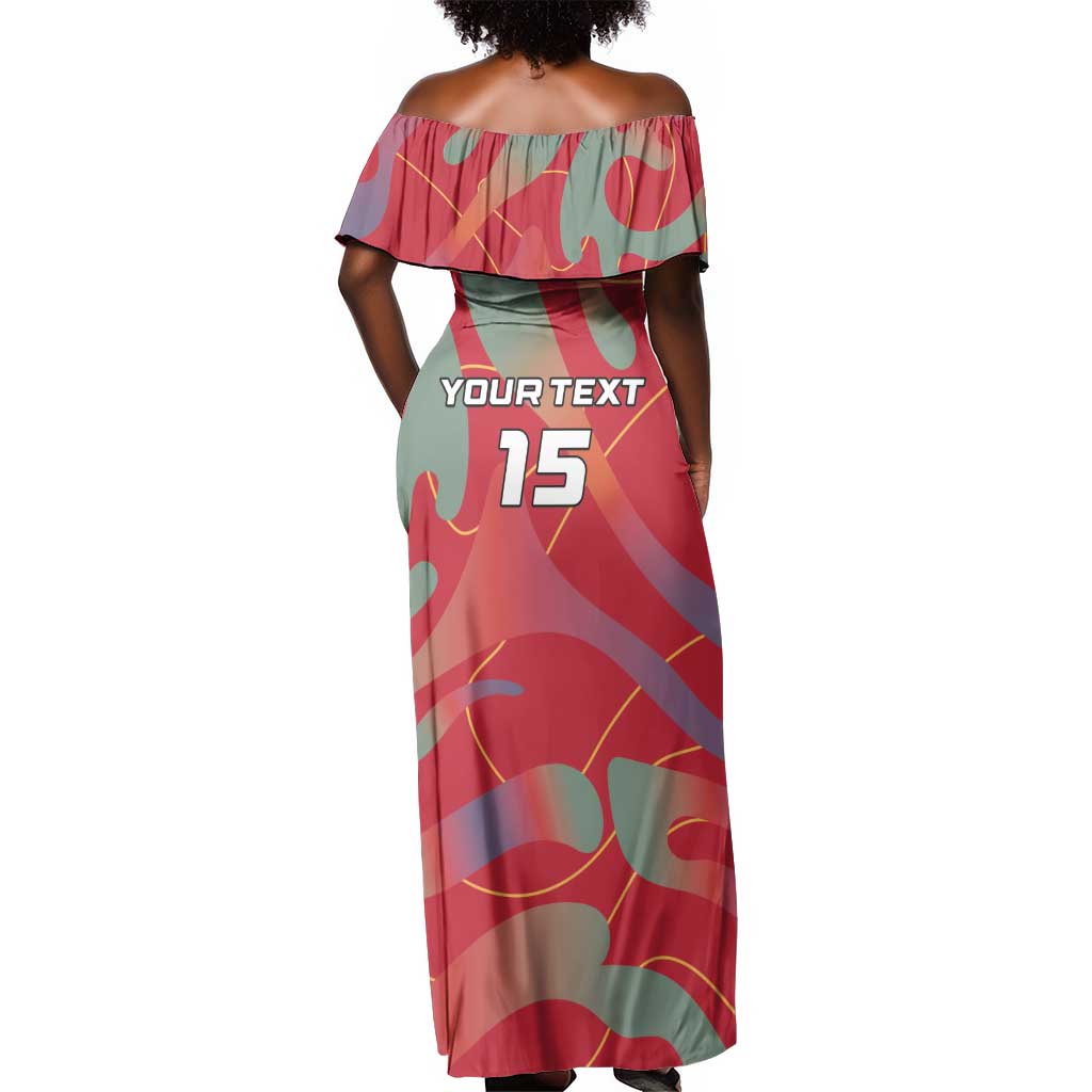 Afro Namibia Football Custom Off Shoulder Maxi Dress Go Namibia Warriors - Sporty Style