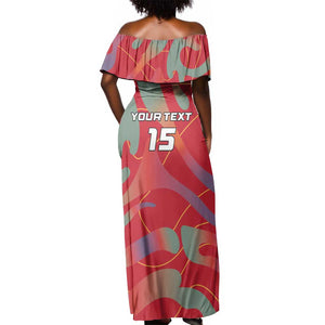 Afro Namibia Football Custom Off Shoulder Maxi Dress Go Namibia Warriors - Sporty Style