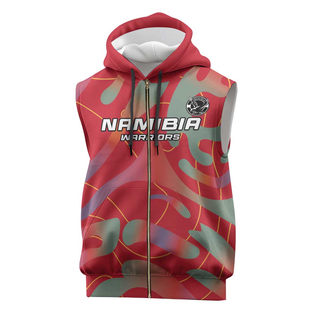 Afro Namibia Football Custom Sleeveless Zip Hoodie Go Namibia Warriors - Sporty Style - African Pride