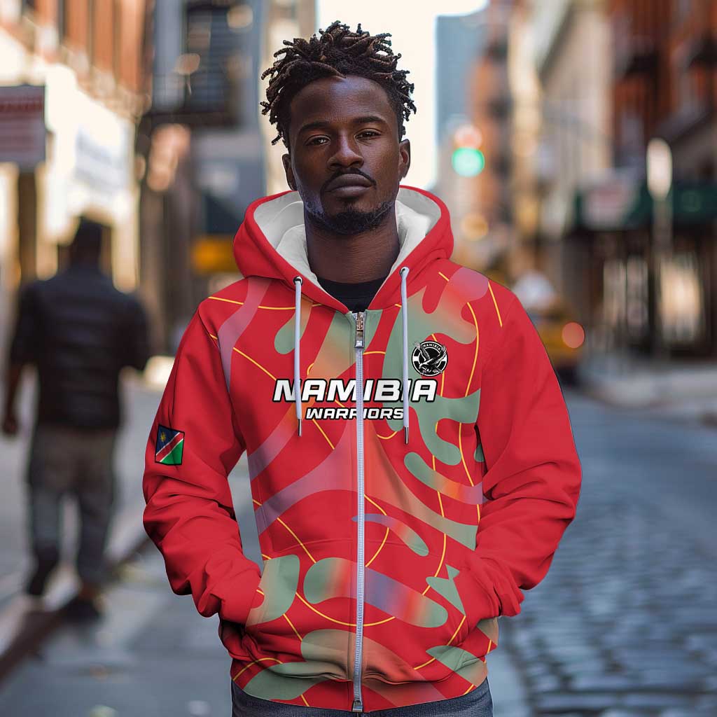 Afro Namibia Football Custom Zip Hoodie Go Namibia Warriors - Sporty Style