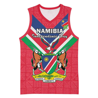 Personalised Namibia Basketball Jersey Coat Of Arms With Flag Map - Happy Independence Day - African Pride
