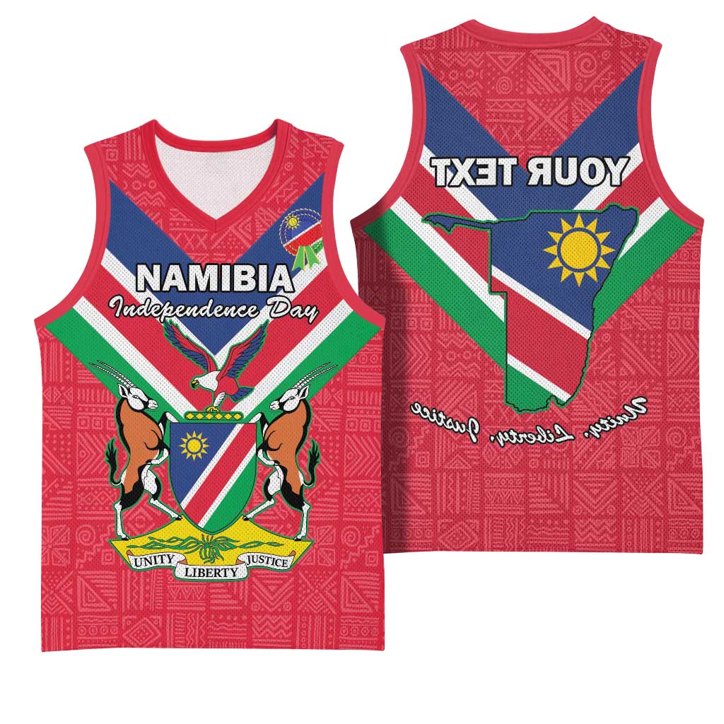 Personalised Namibia Basketball Jersey Coat Of Arms With Flag Map - Happy Independence Day - African Pride