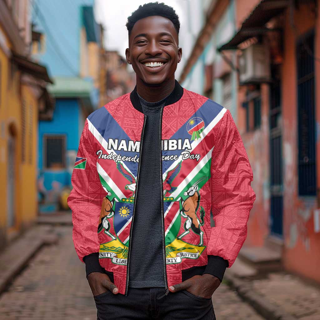 Personalised Namibia Bomber Jacket Coat Of Arms With Flag Map - Happy Independence Day