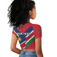 Personalised Namibia Raglan Cropped T shirt Coat Of Arms With Flag Map - Happy Independence Day