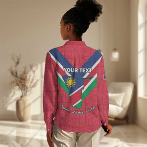 Personalised Namibia Women Casual Shirt Coat Of Arms With Flag Map - Happy Independence Day LT15