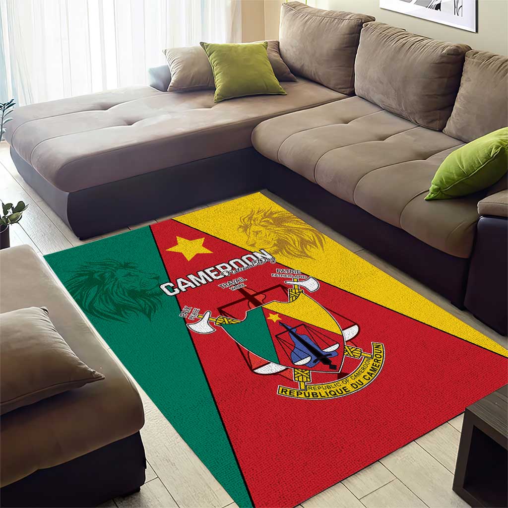 Cameroon National Day Area Rug Lion Mix Coat Of Arms Style