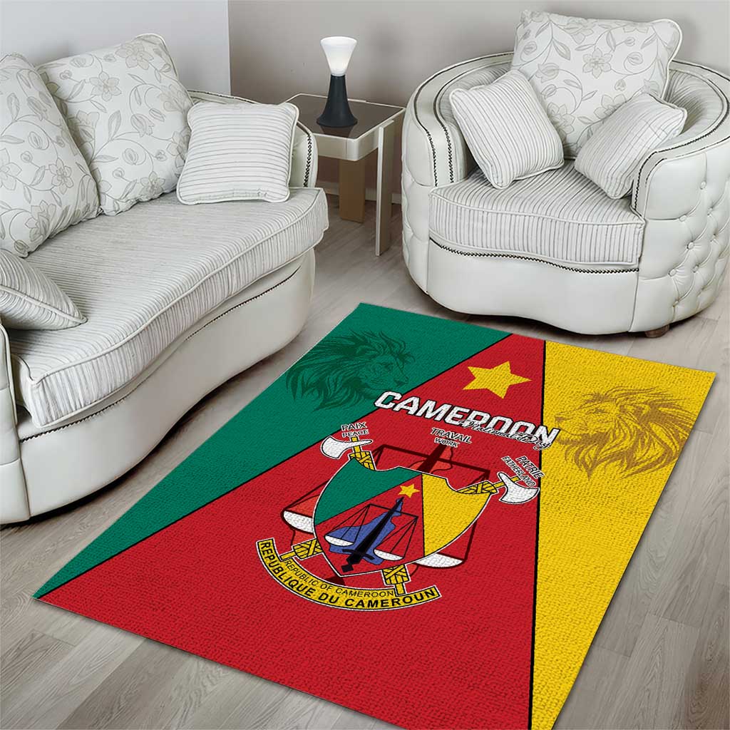 Cameroon National Day Area Rug Lion Mix Coat Of Arms Style