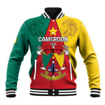 Personalised Cameroon National Day Baseball Jacket Lion Mix Coat Of Arms Style