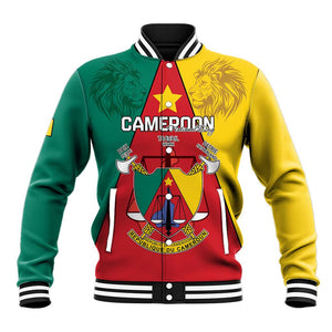 Personalised Cameroon National Day Baseball Jacket Lion Mix Coat Of Arms Style