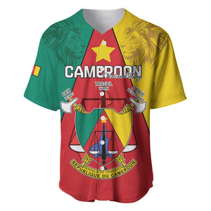 Personalised Cameroon National Day Baseball Jersey Lion Mix Coat Of Arms Style