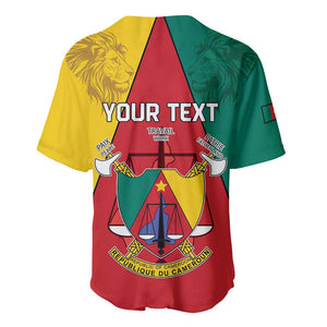 Personalised Cameroon National Day Baseball Jersey Lion Mix Coat Of Arms Style