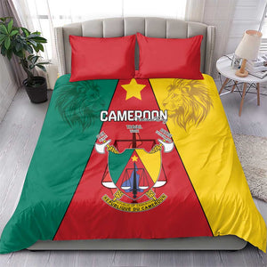 Cameroon National Day Bedding Set Lion Mix Coat Of Arms Style