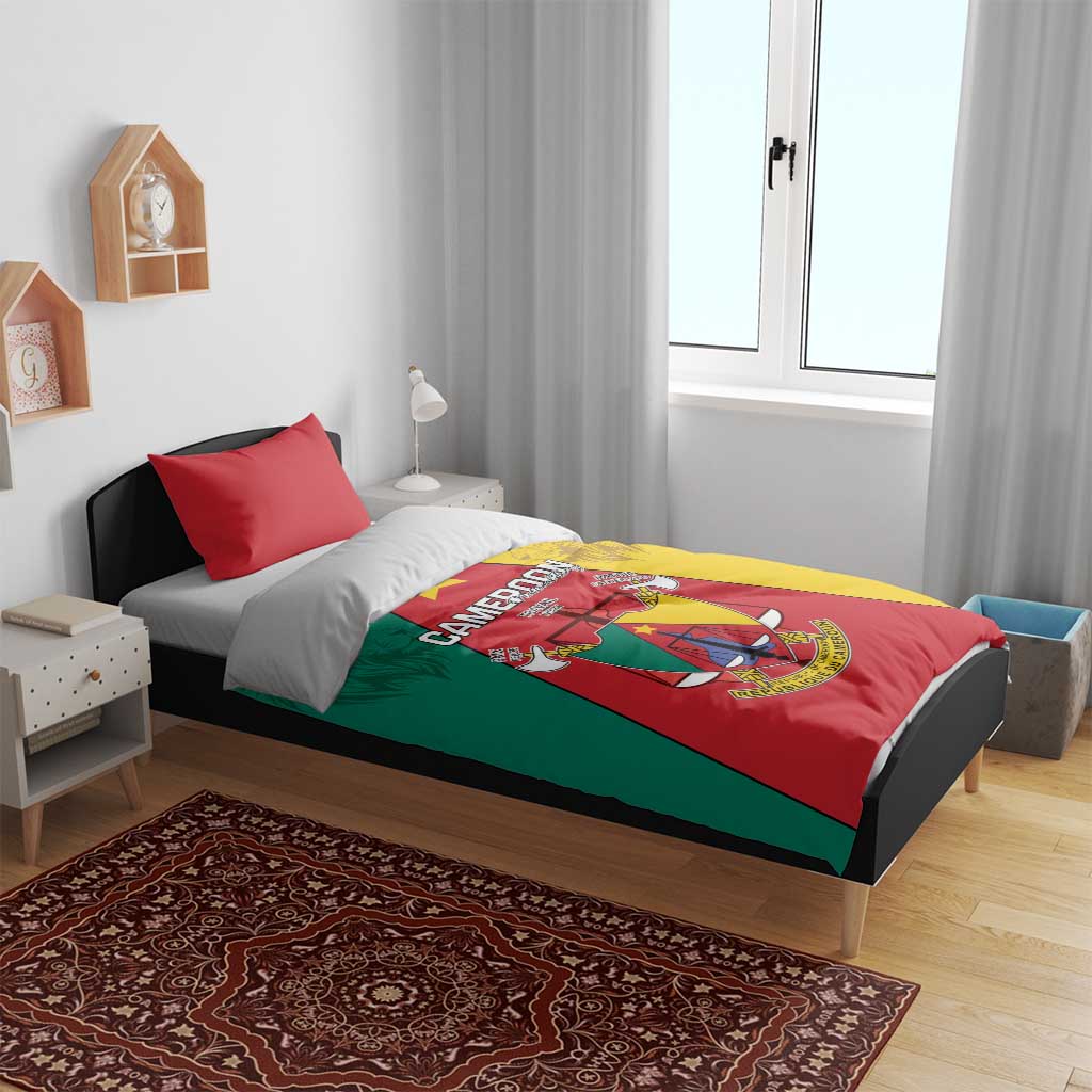 Cameroon National Day Bedding Set Lion Mix Coat Of Arms Style