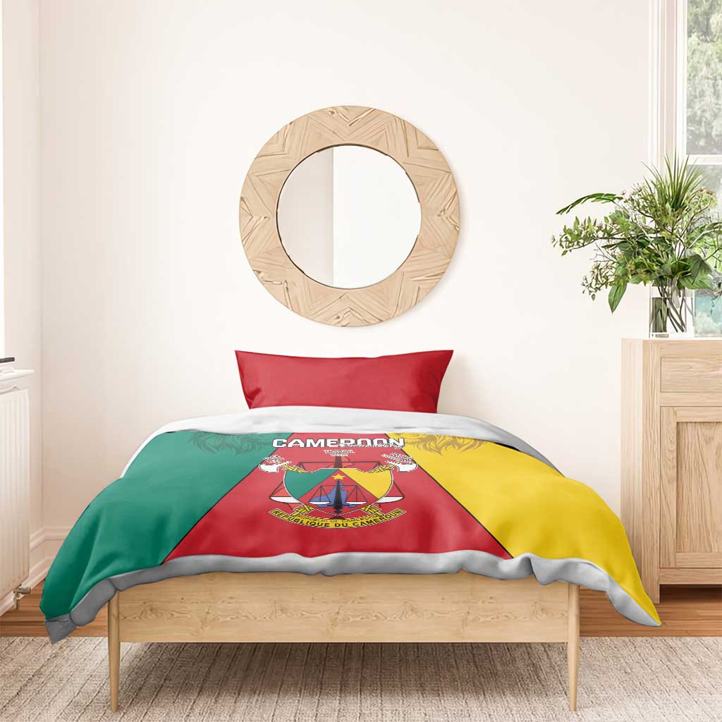 Cameroon National Day Bedding Set Lion Mix Coat Of Arms Style