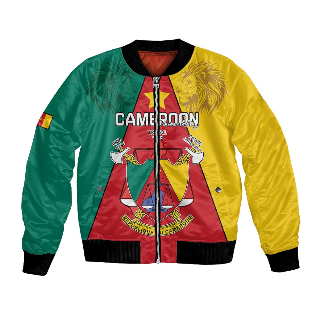 Personalised Cameroon National Day Bomber Jacket Lion Mix Coat Of Arms Style