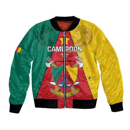 Personalised Cameroon National Day Bomber Jacket Lion Mix Coat Of Arms Style