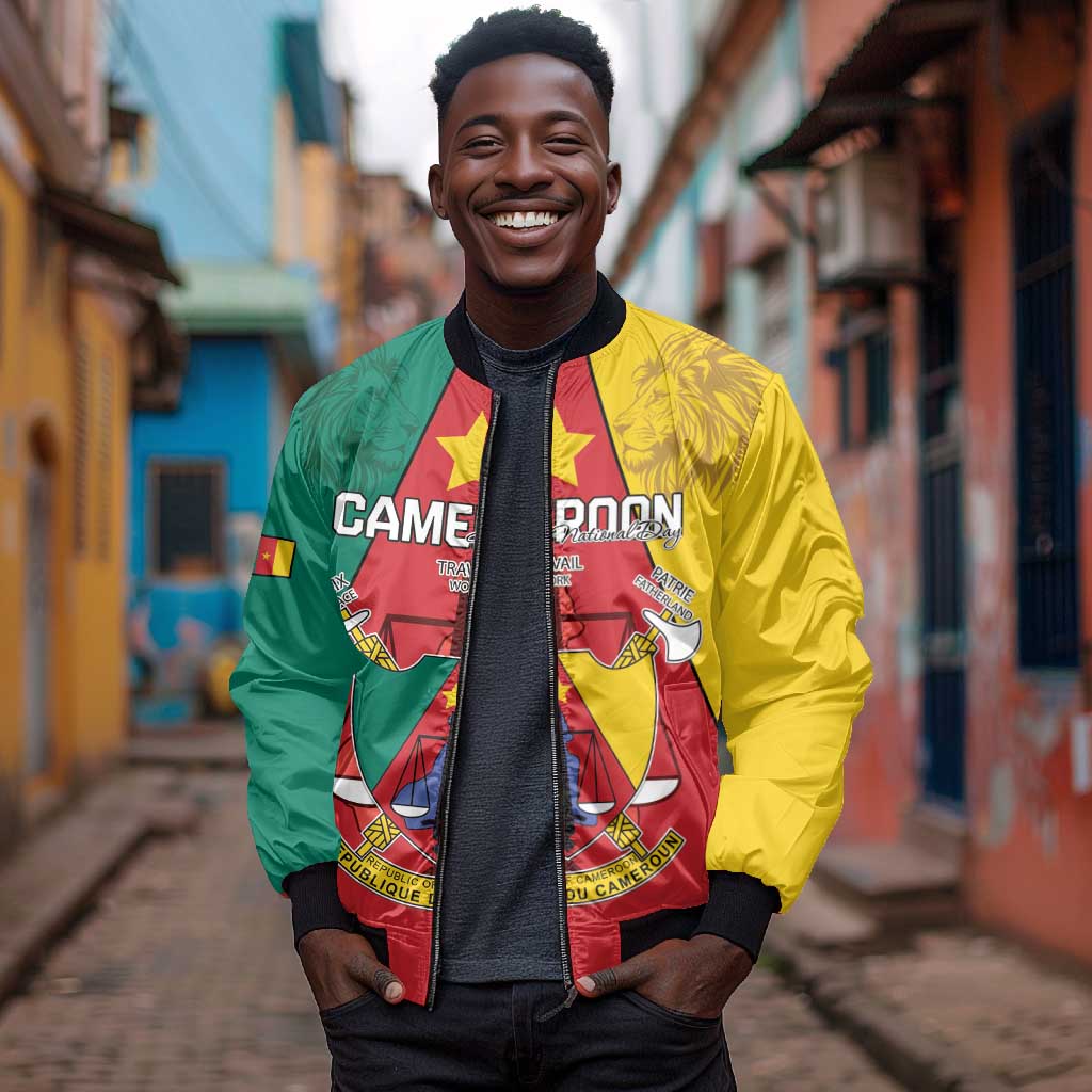 Personalised Cameroon National Day Bomber Jacket Lion Mix Coat Of Arms Style
