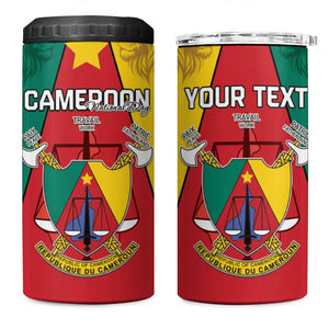 Personalised Cameroon National Day 4 in 1 Can Cooler Tumbler Lion Mix Coat Of Arms Style
