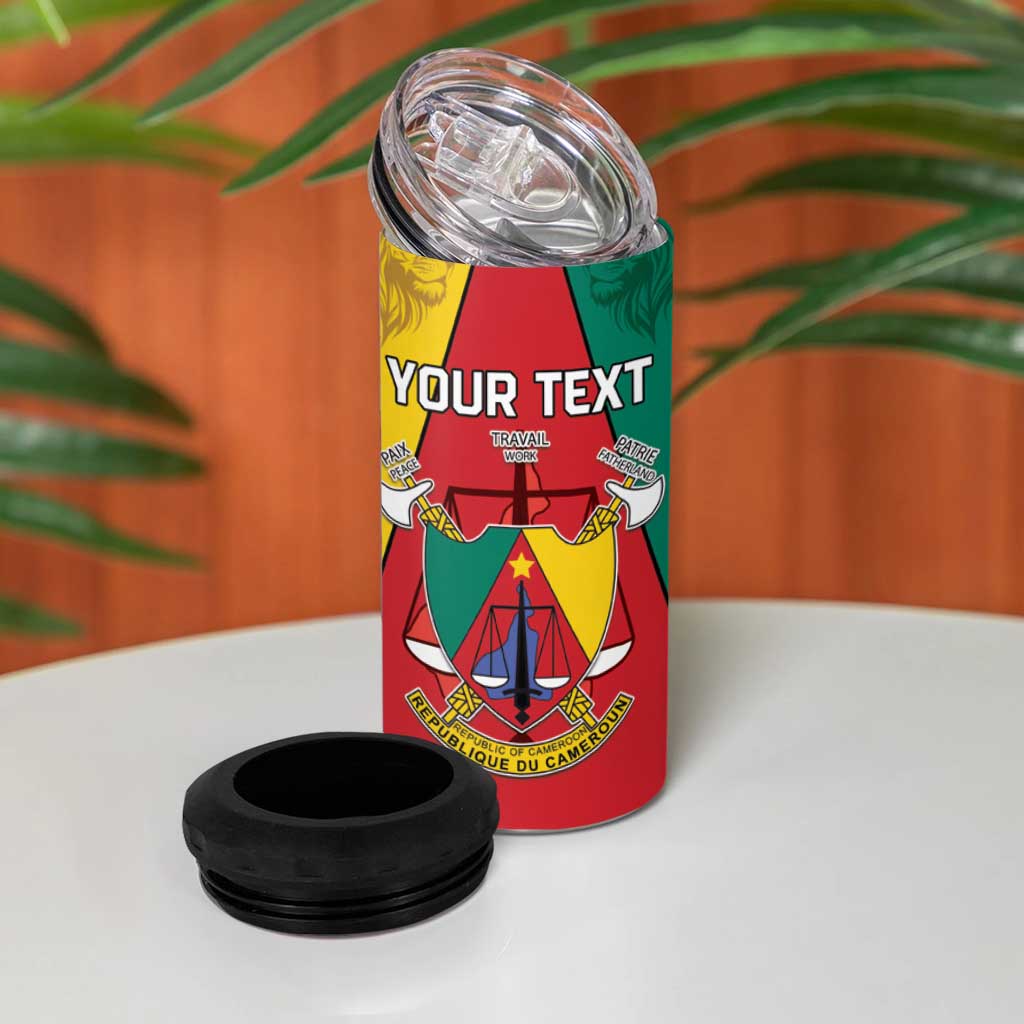 Personalised Cameroon National Day 4 in 1 Can Cooler Tumbler Lion Mix Coat Of Arms Style