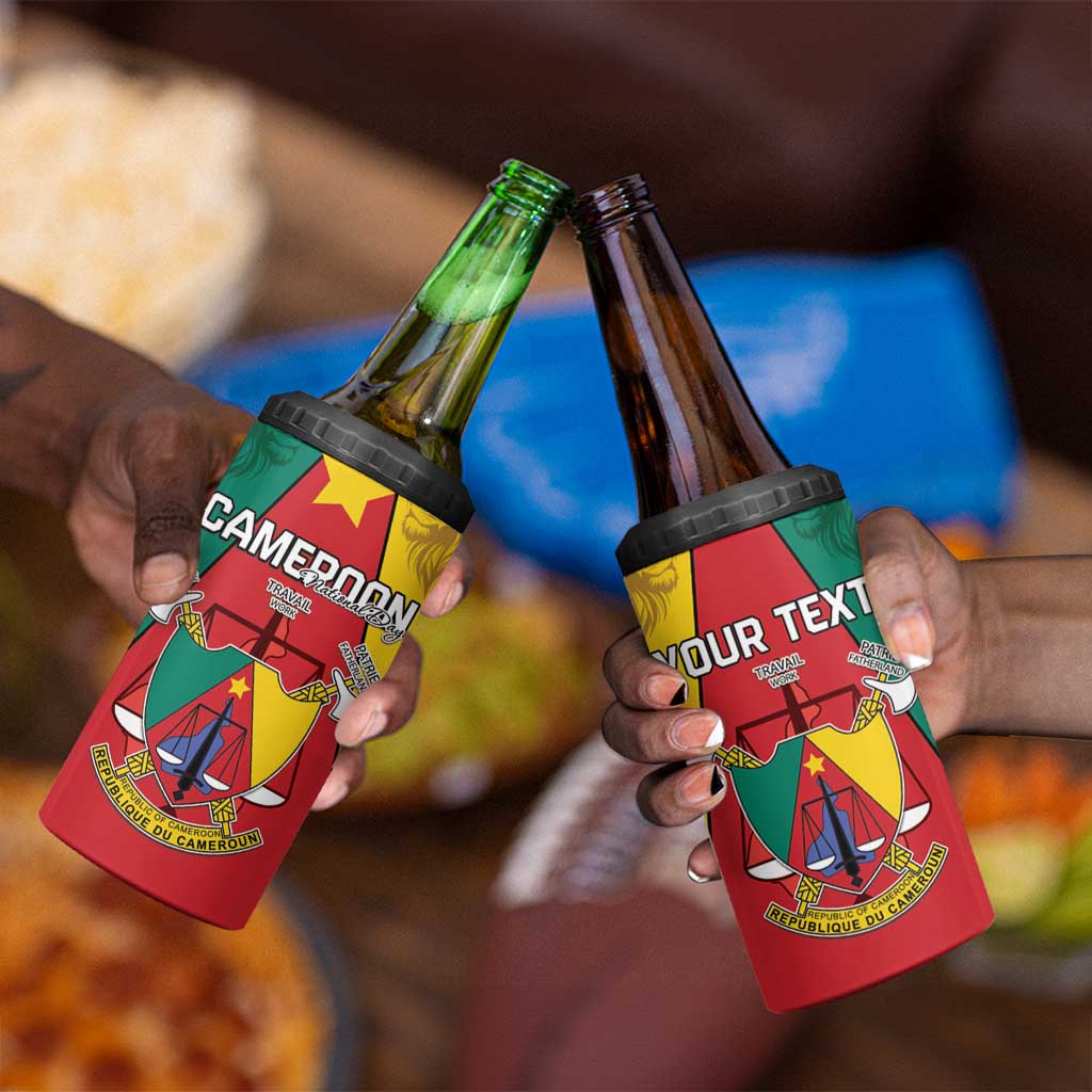 Personalised Cameroon National Day 4 in 1 Can Cooler Tumbler Lion Mix Coat Of Arms Style