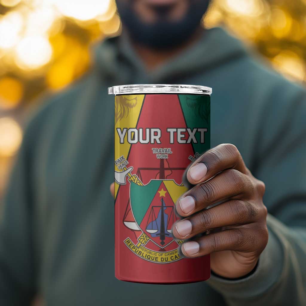 Personalised Cameroon National Day 4 in 1 Can Cooler Tumbler Lion Mix Coat Of Arms Style