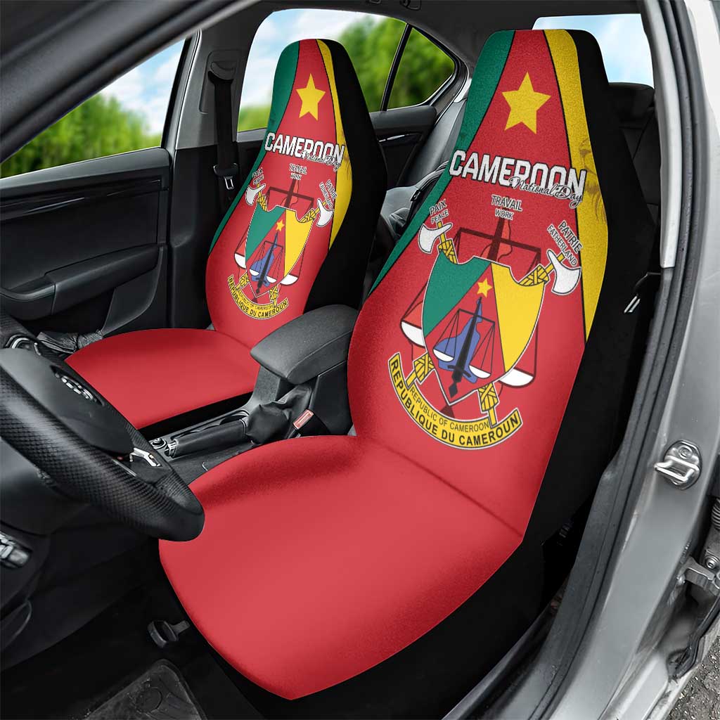 Cameroon National Day Car Seat Cover Lion Mix Coat Of Arms Style