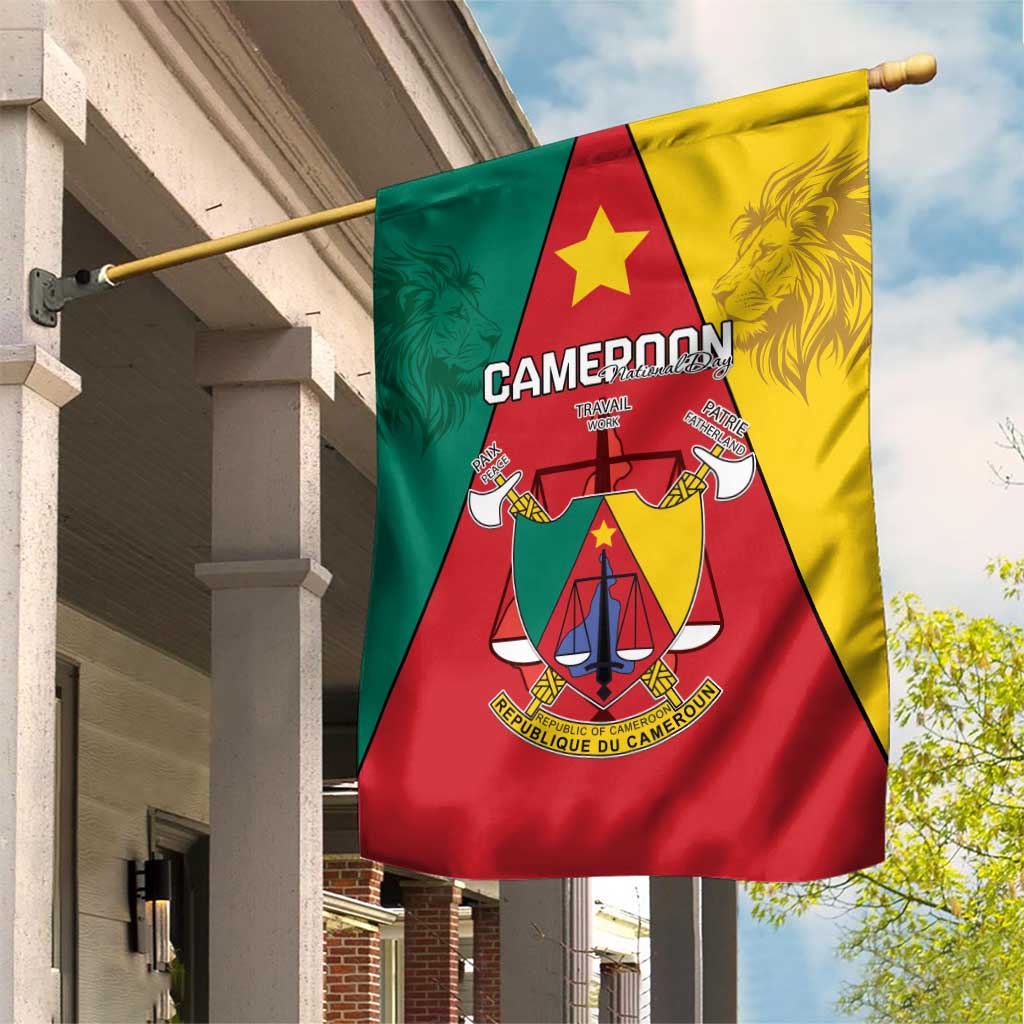Cameroon National Day Garden Flag Lion Mix Coat Of Arms Style