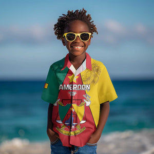 Personalised Cameroon National Day Kid Hawaiian Shirt Lion Mix Coat Of Arms Style
