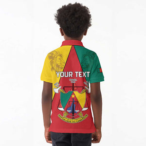 Personalised Cameroon National Day Kid Polo Shirt Lion Mix Coat Of Arms Style