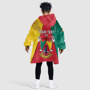 Personalised Cameroon National Day Kid Wearable Blanket Hoodie Lion Mix Coat Of Arms Style