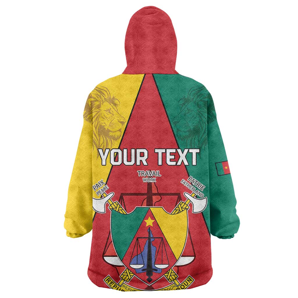 Personalised Cameroon National Day Kid Wearable Blanket Hoodie Lion Mix Coat Of Arms Style
