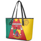 Cameroon National Day Leather Tote Bag Lion Mix Coat Of Arms Style