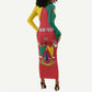 Personalised Cameroon National Day Long Sleeve Bodycon Dress Lion Mix Coat Of Arms Style LT15