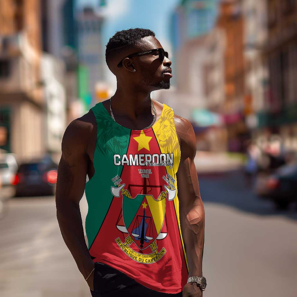 Personalised Cameroon National Day Men Tank Top Lion Mix Coat Of Arms Style