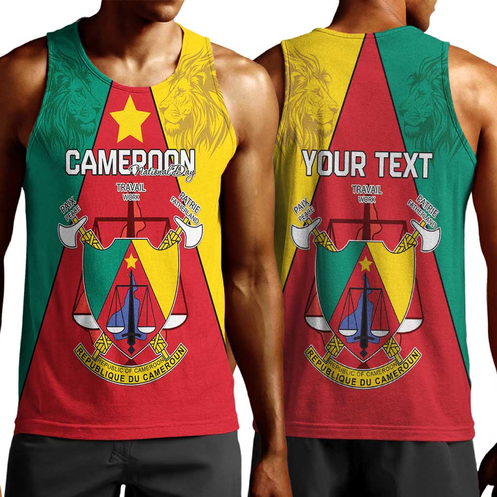 Personalised Cameroon National Day Men Tank Top Lion Mix Coat Of Arms Style
