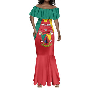 Personalised Cameroon National Day Mermaid Dress Lion Mix Coat Of Arms Style