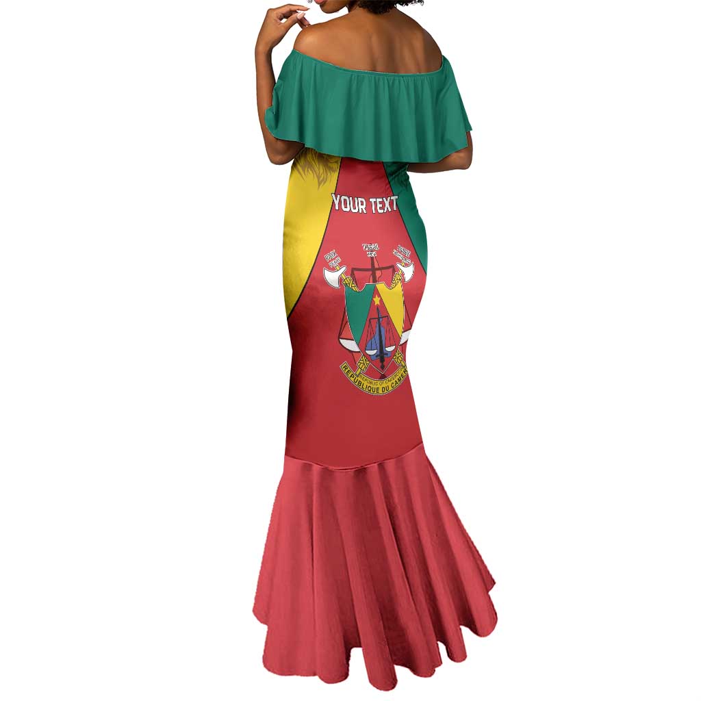 Personalised Cameroon National Day Mermaid Dress Lion Mix Coat Of Arms Style