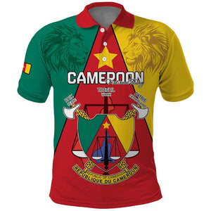 Personalised Cameroon National Day Polo Shirt Lion Mix Coat Of Arms Style