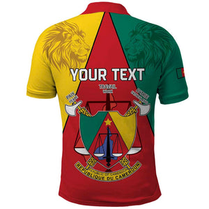 Personalised Cameroon National Day Polo Shirt Lion Mix Coat Of Arms Style