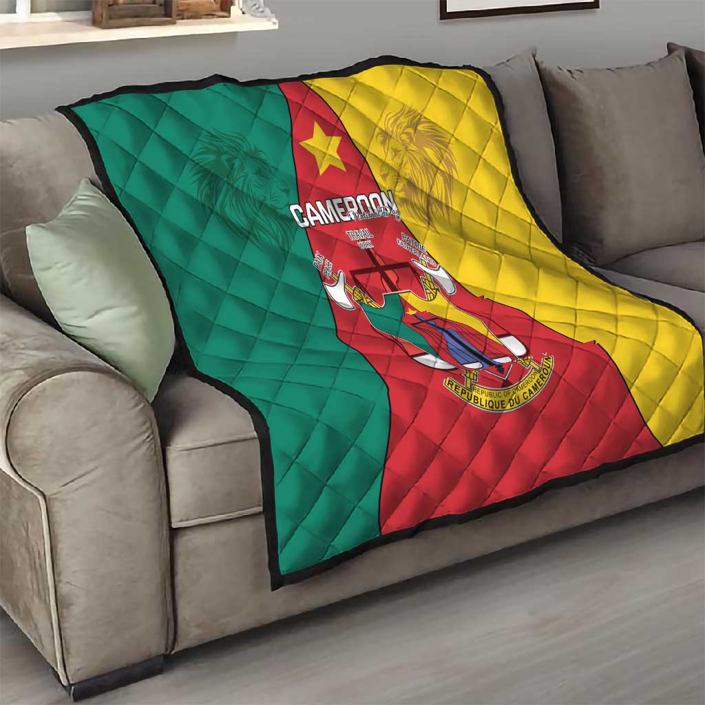 Cameroon National Day Quilt Lion Mix Coat Of Arms Style