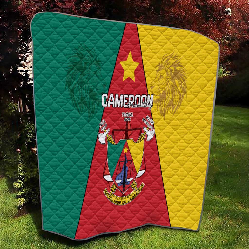 Cameroon National Day Quilt Lion Mix Coat Of Arms Style