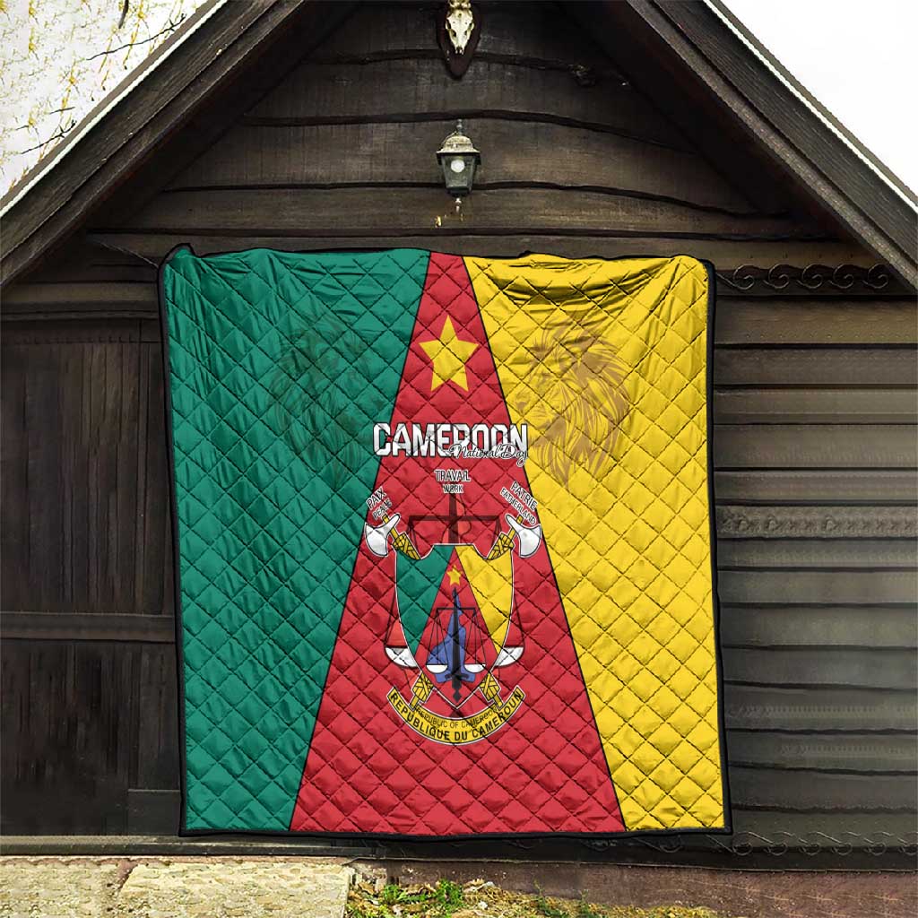 Cameroon National Day Quilt Lion Mix Coat Of Arms Style
