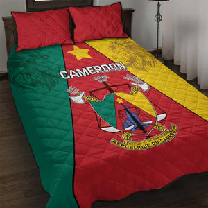 Cameroon National Day Quilt Bed Set Lion Mix Coat Of Arms Style